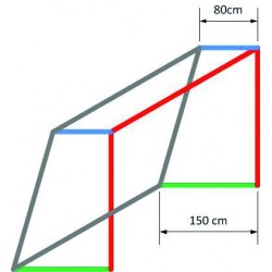 Plasa pentru poarta de fotbal albastru cu alb 5.15m x 2.05m - fir 4mm -1515-42